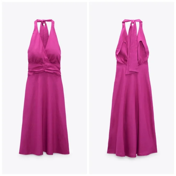 Zara Linen blend halter neck dress - Picture 7 of 8